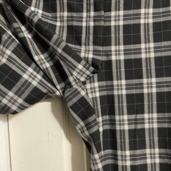 Express Womems Y2K Black Gray Plaid Mid Rise Pockets Straight Trouser Pants Sz 4 - Picture 7 of 8